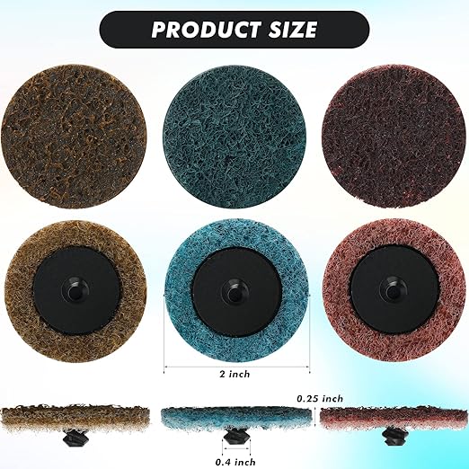 Macarrie 150 Pcs 2 Inch Surface Conditioning Sanding Discs Quick Change Fine Medium Coarse Sanding Pads Die Grinder Accessories for Surface Strip Grind Polish Burr Finish(Aluminum Oxide)