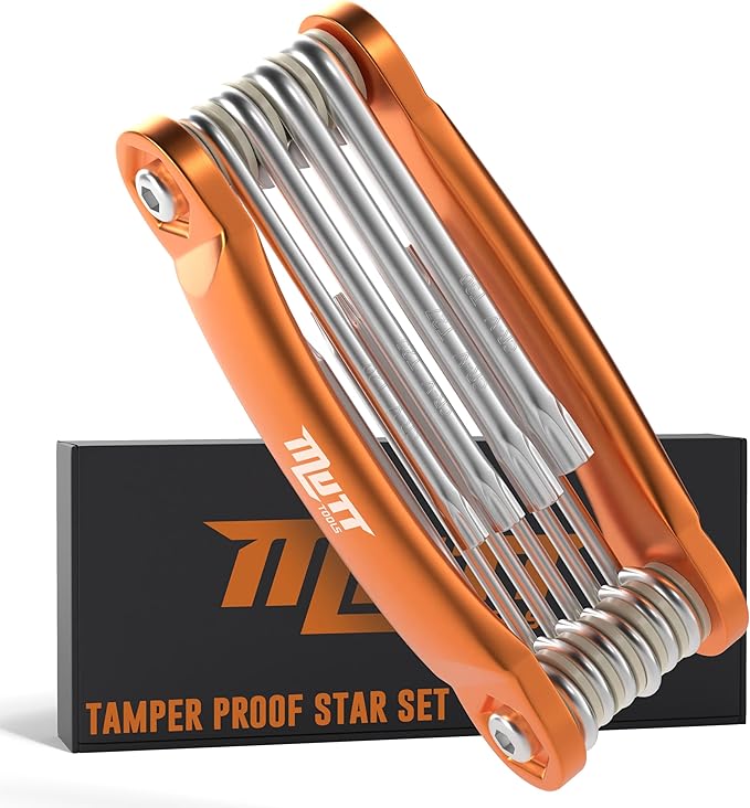 Mutt Tools Tamper Proof Star Wrench Set ??Folding Security Torx Set with Hole in Middle ??For Regular and Security Torx Key Screws, Tamper Resistant Star Key Wrench