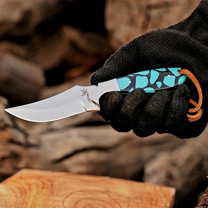Handmade Cowboy Knife for Men & Women,Outdoor Camping Hiking Knife,Stainless Fixed Blade 7.5’’ Gift for Boy Friend, Full tang knife