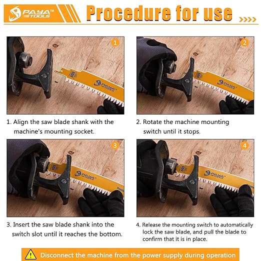 15 Inch 6TPI Japanese Teeth Reciprocating Saw Blade, Curved Edge Wood Pruning Saw Blades for Tree Trimming, Wood Cutting (3-Pack)