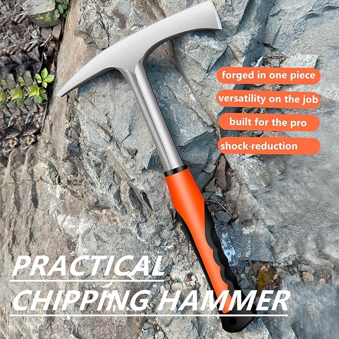 Welding/Chipping Hammer,28oz Professional Slag Removal Hammer and Wire Brush Set – Forged Steel Construction with Shock-Reducing Handle