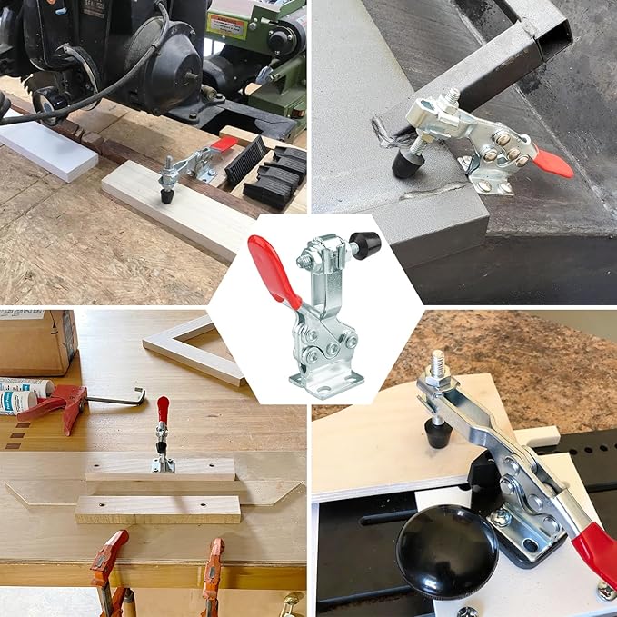 8 Packs GH-225D 500lbs Holding Capacity Toggle Clamps, Quick-Release Horizontal Clamp, 225D Horizontal Toggle Clamps For Woodworking, Welding, Drill Press, Mechanic,by GENHAKON
