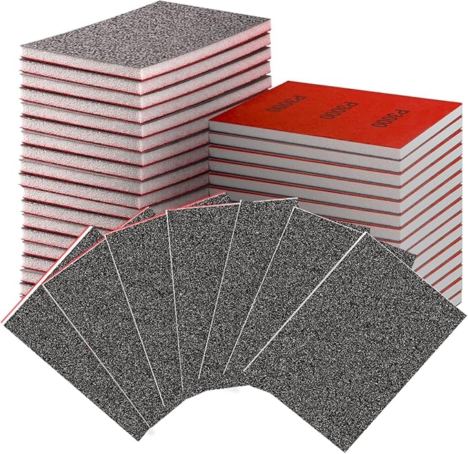 30-Pcs 3x4 Inch 120 Grit Sanding Sponge Set, Sanding Block, Ultra-Fine Wet/Dry Sandpaper for Wood, Metal, Drywall, Furniture Polishing (120Grit)