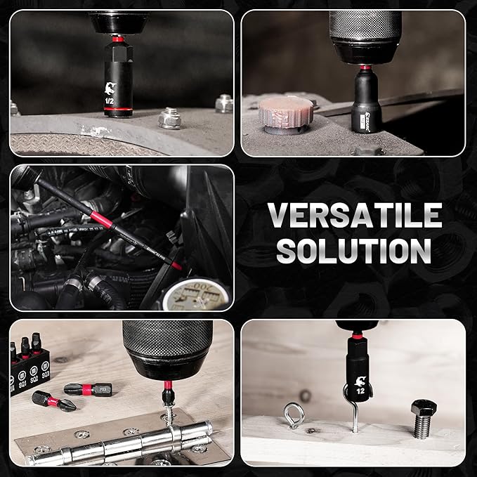 EZARC 55PCS Magnetic Impact Nut Driver Set, 1/4" Hex Shank Socket Adapter with Deep & Shallow Sockets, Wing Nut Setter, S2 Bits & Extension - Compatible with Impact Drills/Wrenches