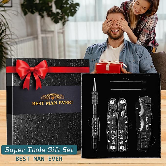 Multitool Gift Set for Men Dad Him, 3-in-1 EDC Survival Kit with 14 in1 Multi-Pliers, Pocket Knife & Tactical Pen | Premium Military-Grade Multi Tools for Camping, Car, Father?셲 Day, Dad Gifts