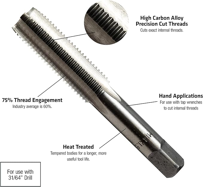 Century Drill & Tool 97328 Carbon Steel Metric Tap, 14.0X1.50 (Pack of 2)