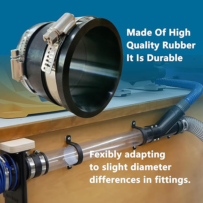 2 PCS 2.5 IN Dust Control Flex Hose Cuff 70148 Connector Ports Fit for 2-1/2??Dust Collection Hose with 4 Stainless Steel Clamps