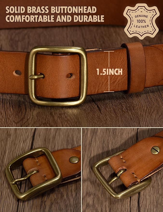 Thicken Full Grain Leather Mens Belt Heavy Duty Mens Work Belt Mens Belt High Hardness Buckle Packed In Gift Box