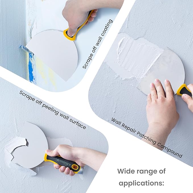 VOOMEY 6 Inch Stainless Steel Putty Knife & Paint Roller Cleaner, Flexible Drywall Spackle Tool with Paint Brush Comb, Professional Wall Repair