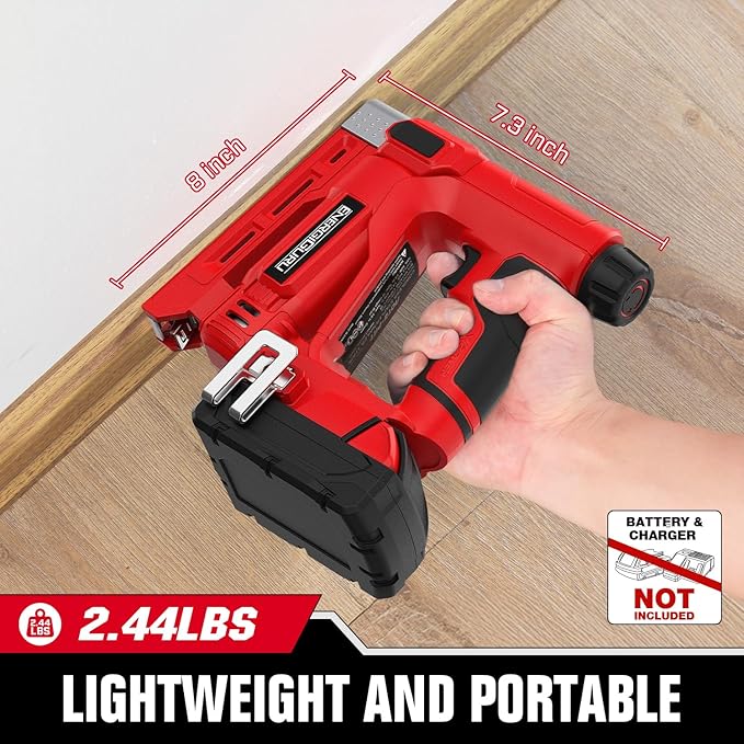 18V Cordless 2-in-1 Brad Nailer & T50 Stapler Gun (Tool Only, Battery Not Included), Lightweight Design, Includes 800 Nails/Staples for Woodworking, Upholstery, DIY Home Renovation