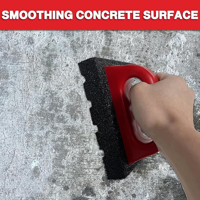 Rub Brick Tool, 20 Grit Masonry Rubbing Brick, Concrete Tools, Removing Smoothing Cleaning Marks Fluted Tool with Handle (2Pack)