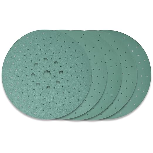 Serious Grit - 225mm 9-Hole Drywall Sanding Discs - 80, 120, 150, 180, 220 Grit (5 Each) - Fits Festool Planex LHS 225 Sanders - Heavy-Duty Hook & Loop Film Abrasives - Dust-Free Multi-Hole - 25 Pack