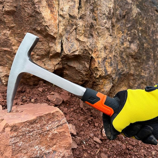Rock Pick Hammer-31oz Geology Hammer with Ergonomic Handle – Stone Mason Hammer, Block Masonry Hammer with Pointed Tip & Shock Reduction Handle,Brick Tools, Masonry Tools