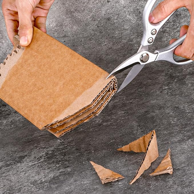 All Metal Scissors Stainless Steel Short Blades Sharp Cutting Heavy Duty Shears Large Handle Scissors for Carpet Cardboard Wires Crafting Sewing Fabric Leather Cloth Tailor Belts Office Home