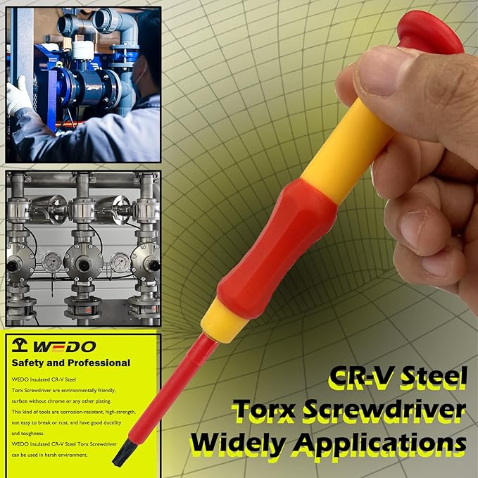 WEDO Insulated Torx Precision Screwdriver, Star Screwdriver, Professional Torx Screwdriver, VDE 1000V, Size 2.5횞152mm, T8*50mm, CR-V Steel, IEC 60900