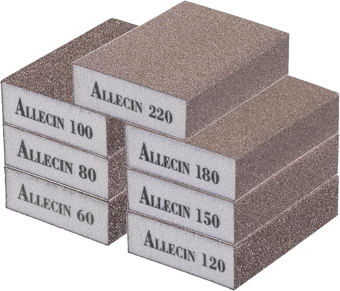 Sanding Sponge 60 80 100 120 150 180 220 Grit Reusable and Washable Wet Dry Sand Block Coarse Medium Fine Sandpaper Blocks for Wood Drywall Metal Crafts (Pack of 7 Pcs)