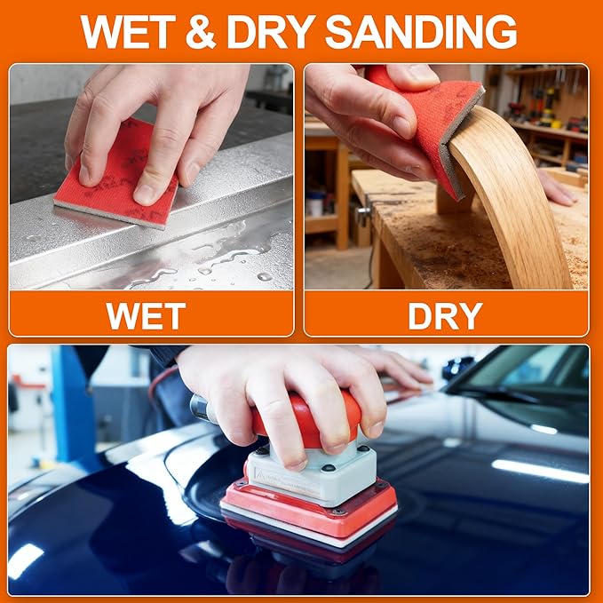 28 Pcs 180-3000 Grit Sanding Sponge,Ultra Fine Sandpaper,Soft Foam Hand Sander Block Wet Dry Sanding Pads for Automobile Wood Furniture Metal Drywall Polishing