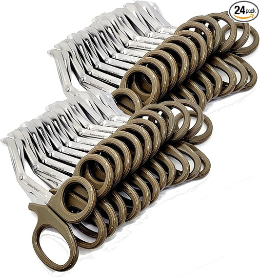 Set of 24 Trauma Paramedic EMT Shears Scissors 7.25"- Made of Premium Quality Stainless Steel - Ideal Gift for EMT, Nurses doctors Firefighter and more (Tan)