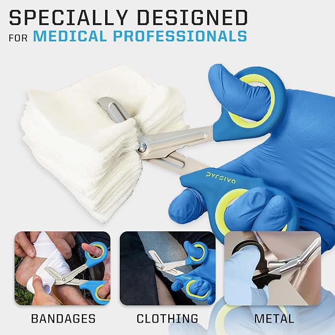 Glow in the Dark Trauma Shears ??7.5" Titanium-Coated Stainless Steel Bandage Scissors for Nurses, EMTs & Doctors | Professional Medical Shears for First Responders & Wound Care