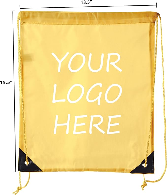 Mato & Hash Custom Bags With Your Logo | 10PK Promotional Drawstring Backpack - 10PK Athletic Gold CE2500