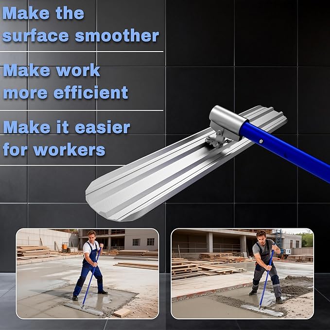 Bull Float Concrete Tools,48?쇺셹8?쇺?Aluminum Magnesium Alloy Concrete Float with 4x48?쇺?Combinable Handles,Screeding Tool Kit,Concrete Bull Float Kit for Concrete Finishing(Blue)