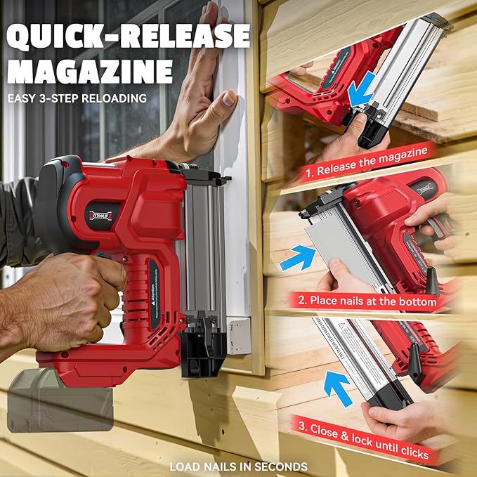18GA Cordless 2" Brad Nailer Compatible with Milwaukee 18V (Tool Only), 2-in-1 Nail/Staple Gun, Tool-Free Jam, Adjustable Depth, 2 Modes with 400 Nails/Staples for Woodworking, Carpentry