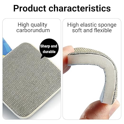 LOZLIN 4-Piece Diamond Hand Polishing Pads Set (60/100/200/400 Grit) - Soft Grinding Discs for Tile/Stone/Marble/Glass Edge Trimming & Surface Shining, Wet/Dry Use