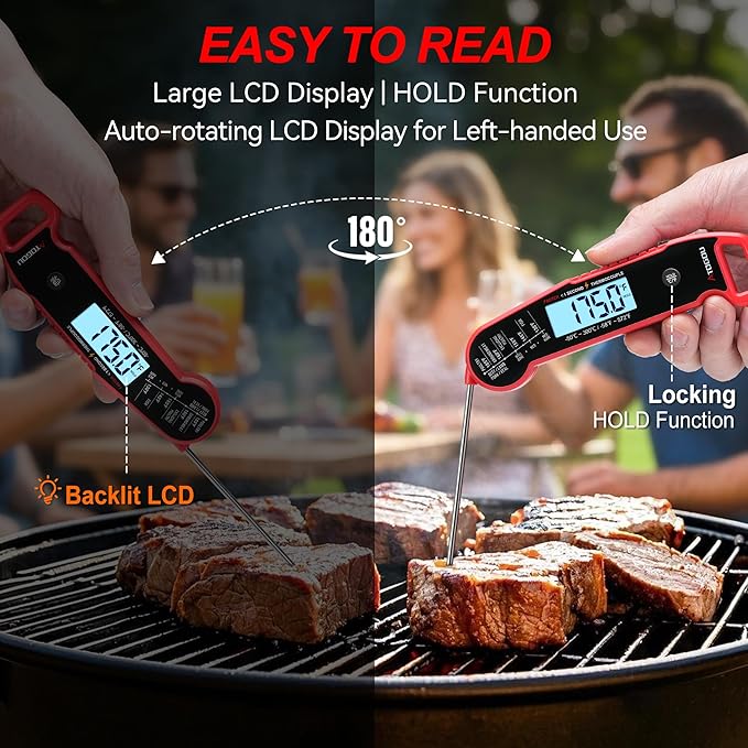 Atogou Professional Food & Meat Thermometer, 1 Sec Instant Read & 짹0.5??Accuracy, Thermocouple Sensor, IP67 Waterproof Digital Thermometer for Cooking, BBQ, Grill Gifts for Men Him Dad Birthday