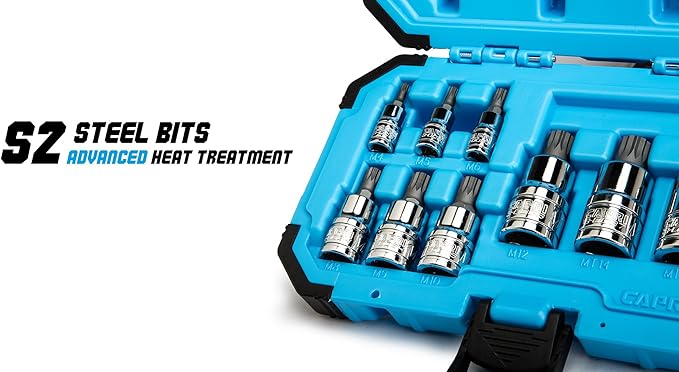 Capri Tools XZN Triple Square Spline Bit Socket Set, Metric, 10-Piece