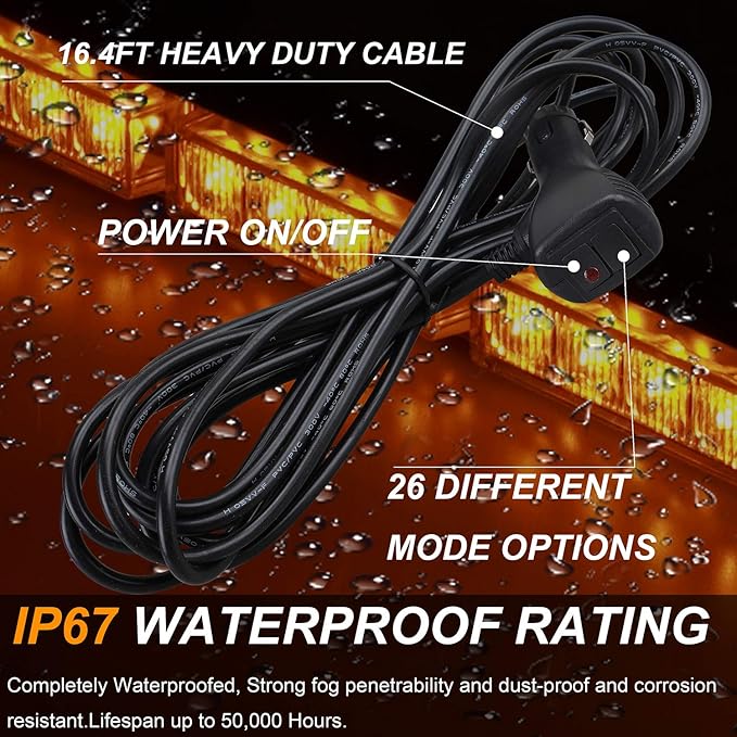 ASPL 36" 32LED Traffic Advisor Light Bar Warning Emergency Strobe Light Bar Directional Flashing Emergency Caution Lighting Led Safety Lights with 16 ft Straight Cord (Amber)