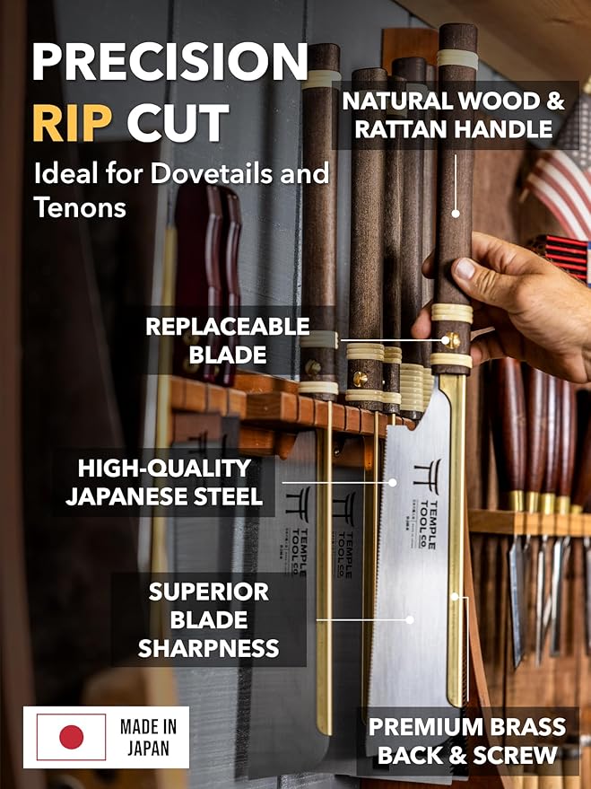 Co. Japanese Pull Saw - Rip-Cut 9.5 - Hand Saw for Dovetails, Tenons, Fine Joinery