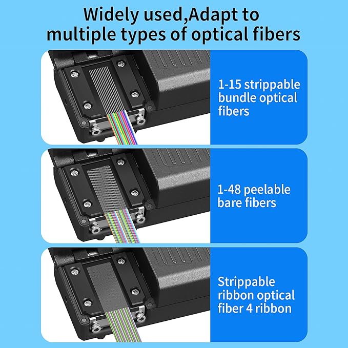 M8 Fiber Optical Thermal Stripper Handheld Horizontal Thermal Stripper Suitable for Bundled/Bare Fiber/Strip Fiber 1-48 Core Fiber Automatic Heating Stripping Tool