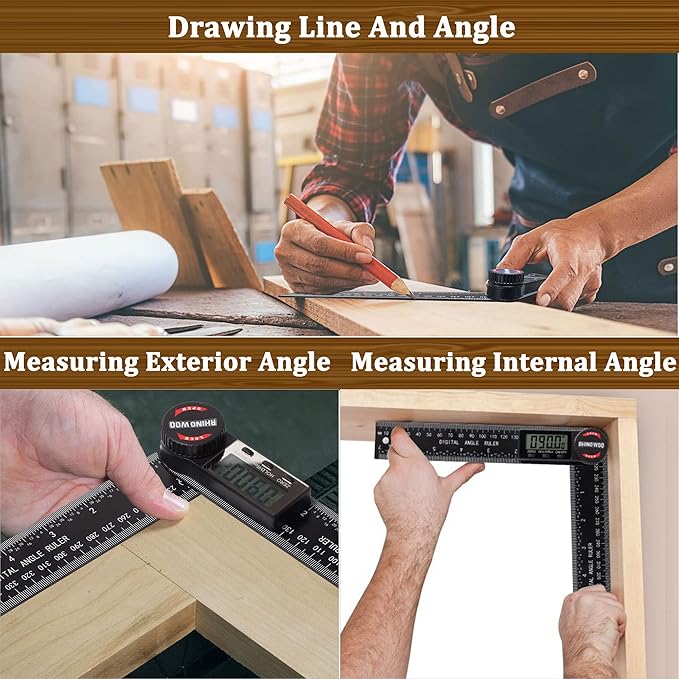 Digital Angle Finder Protractor, Angle Measuring Tool for Woodworking/Carpenter/Construction/Handmade Measurement竊똀ngle Finder Ruler with 7inch/200mm(2 Batteries Included) (Enhanced ABS)