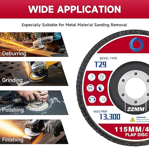 Abrasives Flap Discs 4-1/2",10 Pack,4.5" x 7/8" Type 29 Premium High Density Zirconia Flap Sanding Discs For Angle Grinder,Grinding Wheels,Sanding Discs,Flap Discs for Wood & Metal.(120 Grit)
