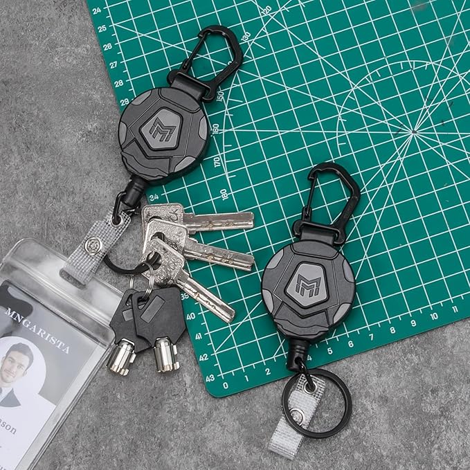 MNGARISTA 2-Pack Retractable Keychain, Heavy Duty Carabiner Badge Holder, Tactical ID Badge Reel Key Chain with 31.5??Steel Retractable Cord, 8.0 oz