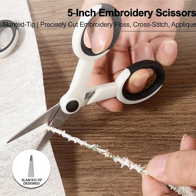 Premium Sewing Scissors Bundle - Heavy Duty Fabric Scissors (8"), Embroidery (5"), Small Detail (4"), Thread Snips (5"), Tailoring, Dressmaking, Quilting, Arts&Craft Supplies, Green
