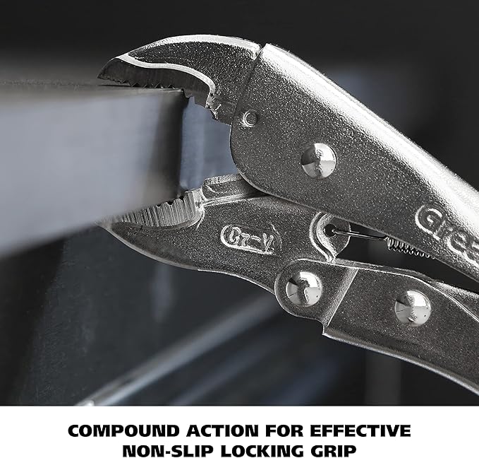 GreatNeck 74230 5-Piece Locking Plier Set ??Curved & Long Nose Pliers with Plastisol Trigger Release, Diagonal Tooth Grip, Wire Cutter & Storage Pouch ??Durable Alloy Steel Construction