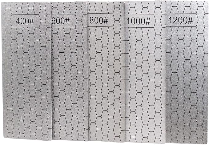 5 Pieces Diamond Sharpening Stone Set,Diamond Lapping Plate Coarse/Medium/Fine Grit Sharpener,400/600/800/1000/1200 Grit