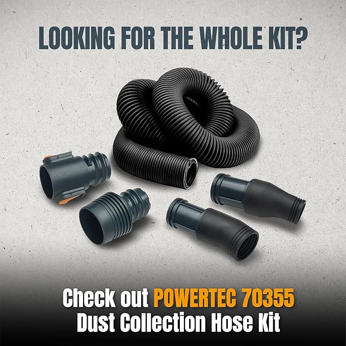 POWERTEC 1-1/2" Hose Adapter - Quick Connect Dust Collection Fitting, for 1.5" ID Hose Workshop Vacuum Systems (70456)