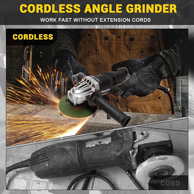 Cordless Angle Grinder for Dewalt 20V Battery, 10000 RPM Brushless Grinder 4-1/2", 3 Variable Speed Power Grinder for Cutting, Griding, Polishing (No Battery)