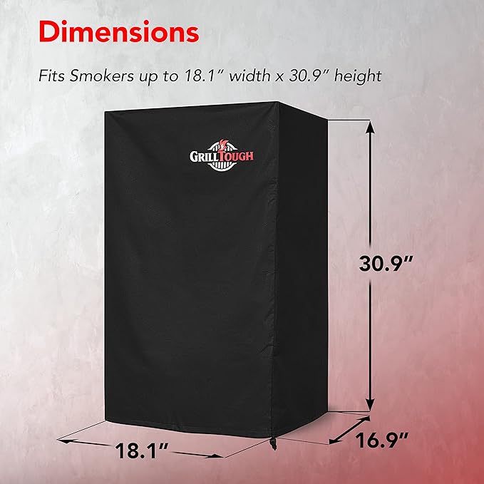 Heavy Duty Smoker Cover, 30 Inch ??Waterproof, Weather Resistant, UV & Fade Resistant with Adjustable Straps ??BBQ Cover for Flat Grill, Black