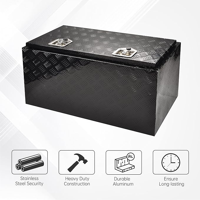 36'' Aluminum Truck Bed Tool Box, 5 Bar Tread Trailer Pickup Underbody Toolbox, RV Storage Organizer, Underbed Tools Organizer, Black (36"X18"X17")
