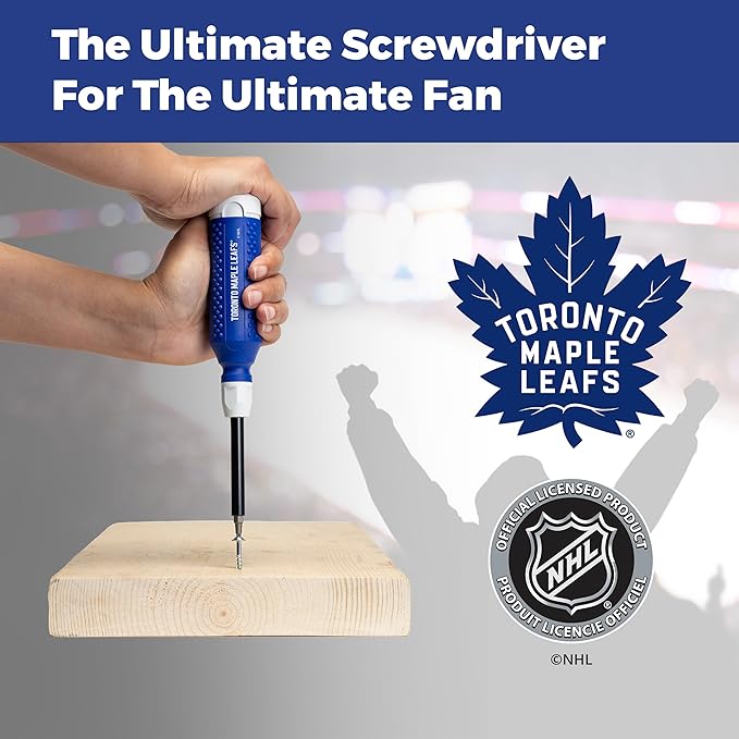 MEGAPRO짰 NHL짰 Team Edition Multi-bit Screwdriver | Officially Licensed NHL짰 Gear | Durable, Ergonomic, Pro-Grade Screwdriver (Toronto Maple Leafs짰)