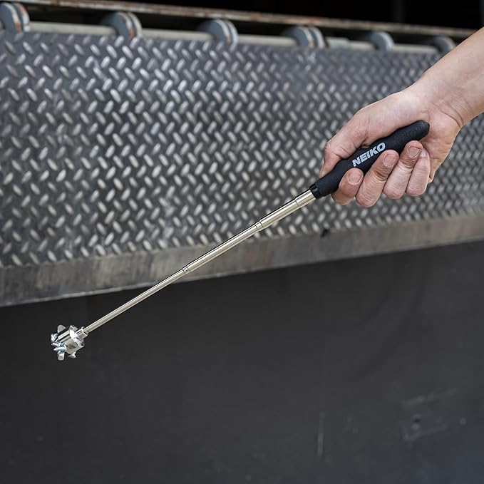 NEIKO 25 Lb Telescoping Magnetic Pickup Tool, 30" Extendable, Silver Stainless Steel, Cylindrical, 1" Head, 25 Lb Pull Force