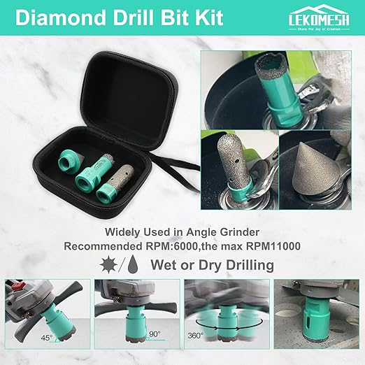 Diamond Core Drill Bits Tile Hole Saw Chamfer Bit 5/8"-11 Thread for Porcelain Tile Ceramic Marble Brick Concrete (20mm, 35mm, 20mm)