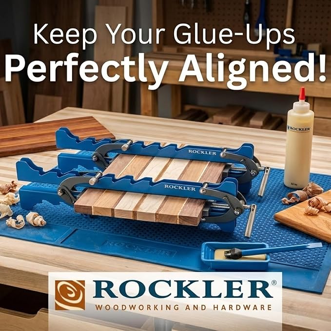 Rockler Mini Deluxe Panel Clamps (2-Pack) - Powerful Four-Way Pressure Cabinet Clamps - Sawtooth Pattern Mini Clamp Set w/Clamp Rails, Storage Rack & More - Great for Small Panel, Cutting Boards