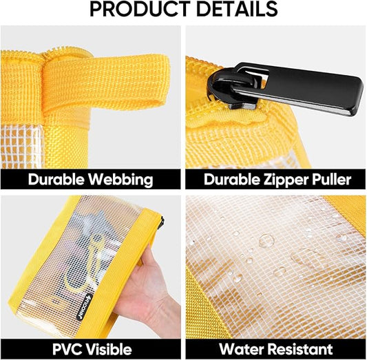 TICONN Tool Pouch, 1680D Oxford Small Tool Bag, Tool Pouches with Zipper, Clear Utility Bag Zipper Pouch for Tool Organizers and Storage (9PK Combo)