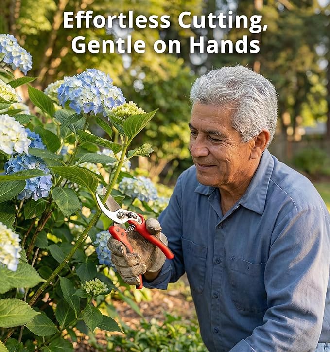 Gardeness Non-Stick Coated Bypass Pruning Shears - Professional Garden Clippers with Comfort Grip Handles, Heavy Duty Hand Secateurs for Trimming Branches, Floral & Yard Work, Arthritis Friendly