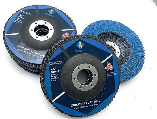 SIGNI Premium Zirconia Flap Discs for Grinding Metal Steel 10-Pack (4.5 inch T27 60#)