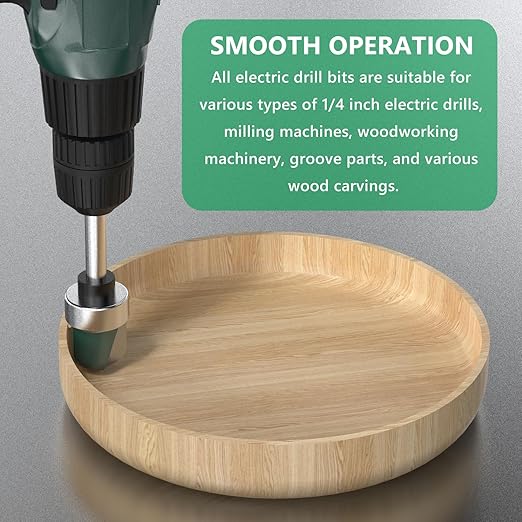 Knoweasy 3-Piece Bowl and Tray Router Bit Set with 1/4-Inch Shank, Carbide Tipped Round Nose Bits with Bearings for Juice Grooves, Includes 1/2, 3/4 and 1-1/8 Inch Sizes for Woodworking